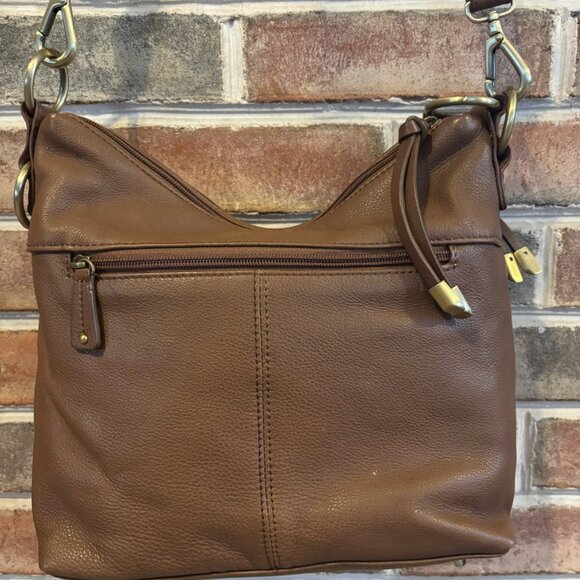 Stone Mountain Brown Leather Crossbody Bag W/Multiple Pockets & Adjustable Strap - Picture 3 of 10